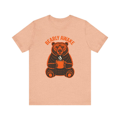 Coffee Lover Bear Tee, Cozy Casual T-Shirt, Perfect Gift for Coffee Enthusiasts, Daily Wear, Bearly Awake Design