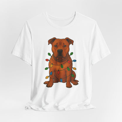 Festive Dog Lover Tee, Holiday T-Shirt, Pet Owner Gift, Christmas Apparel, Unisex Short Sleeve Shirt, Cute Dog Shirt
