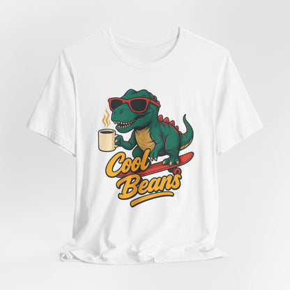 Cool Beans Dino Tee, Fun T-Shirt for Dinosaur Lovers, Casual Wear, Unique Gift Idea for Birthdays, Coffee Enthusiast Gift