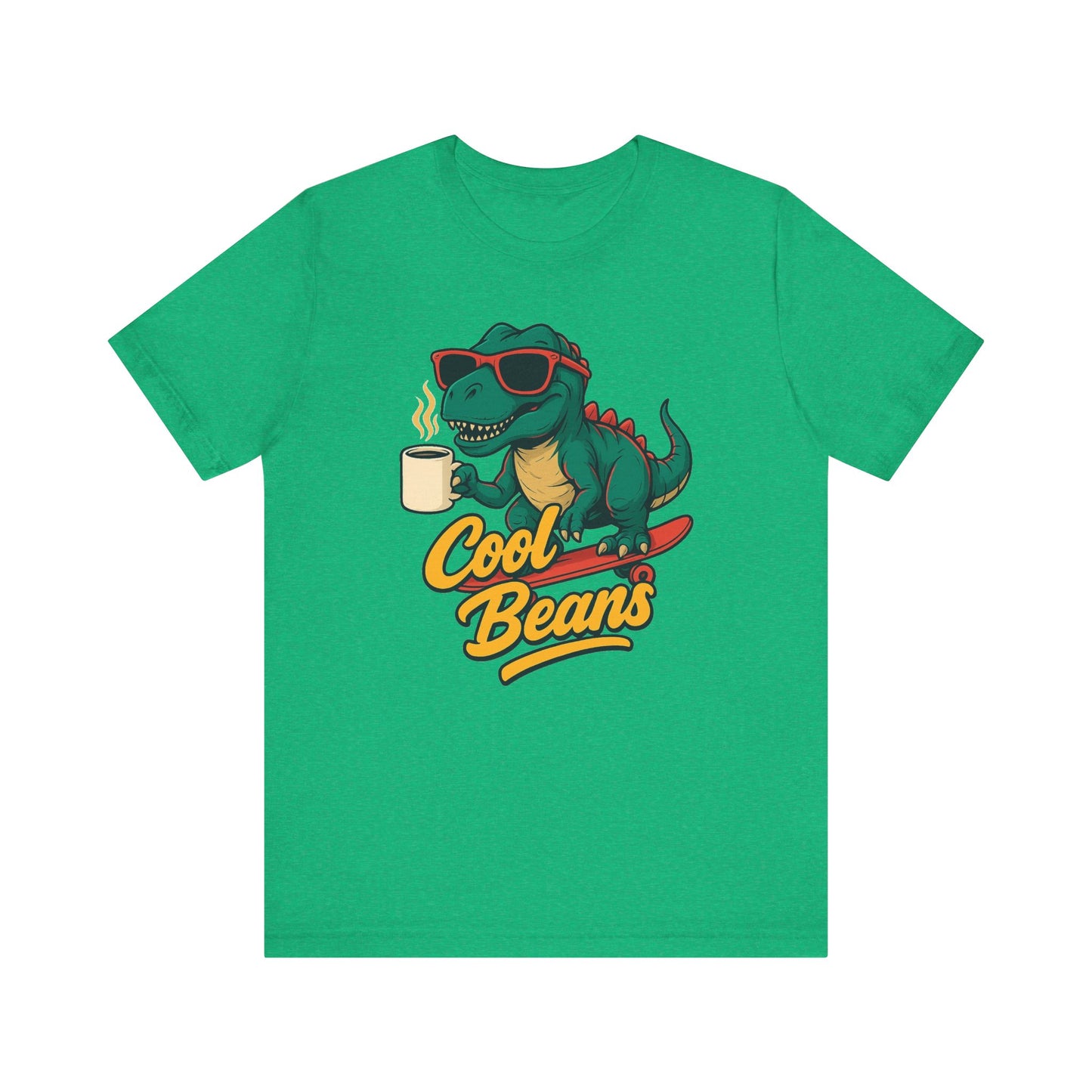 Cool Beans Dino Tee, Fun T-Shirt for Dinosaur Lovers, Casual Wear, Unique Gift Idea for Birthdays, Coffee Enthusiast Gift