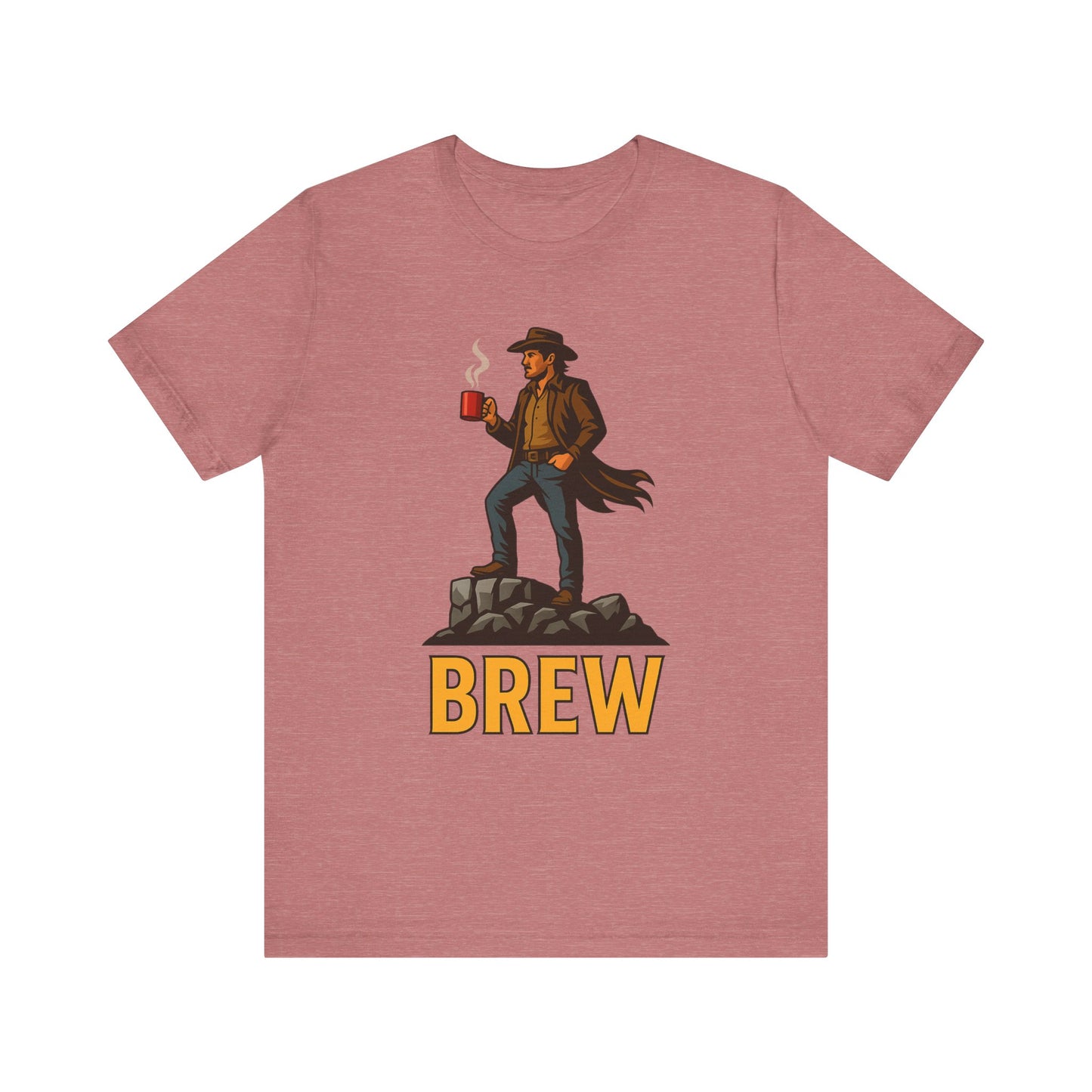 Brew Adventure Tee: Vintage Graphic Unisex Shirt, Coffee Lover Gift, Casual Wear, Hiking Apparel, Men's & Women's Fashion
