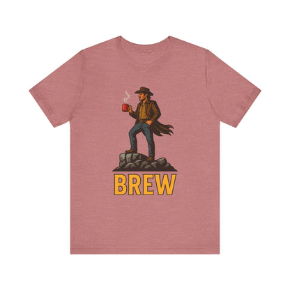 Brew Adventure Tee: Vintage Graphic Unisex Shirt, Coffee Lover Gift, Casual Wear, Hiking Apparel, Men's & Women's Fashion