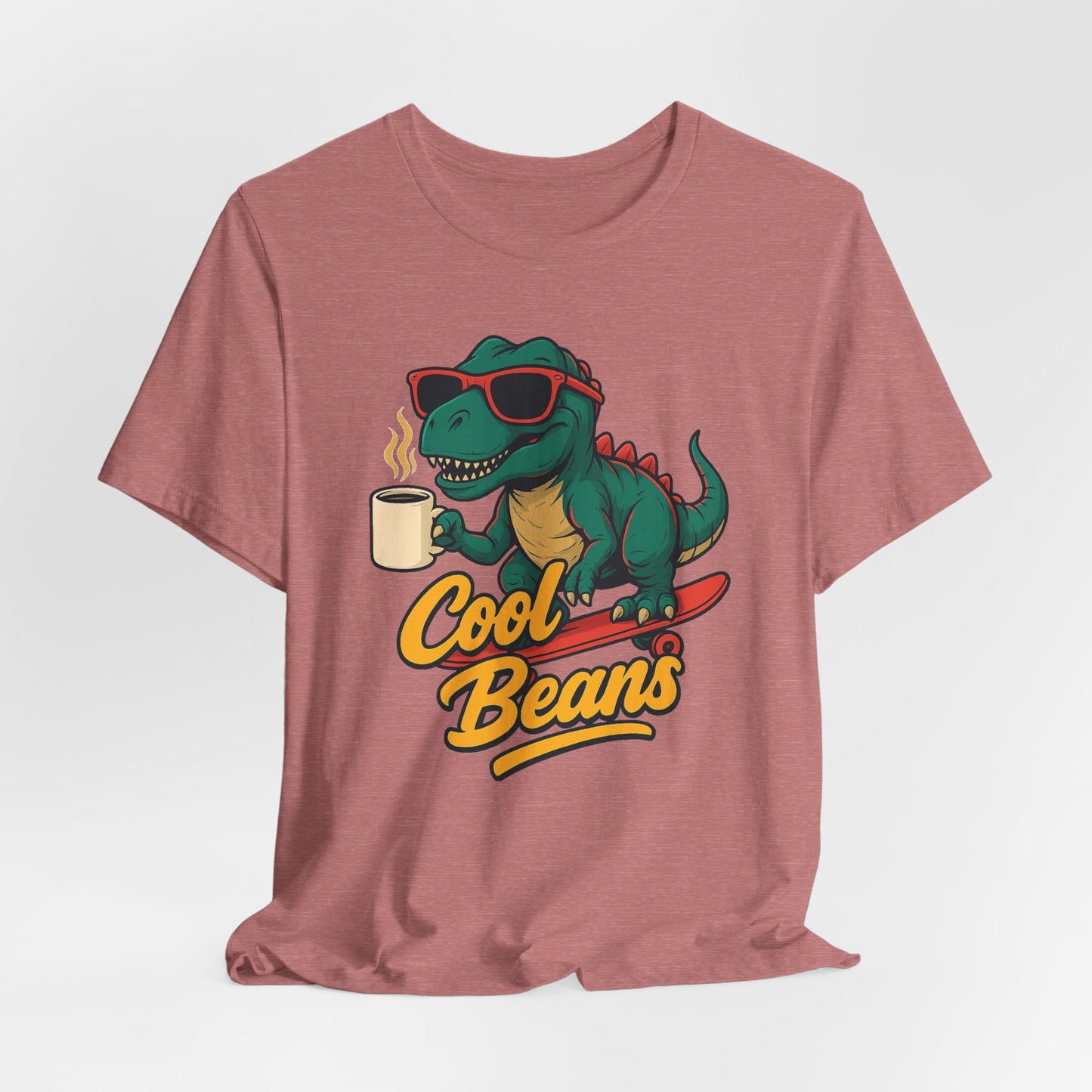 Cool Beans Dino Tee, Fun T-Shirt for Dinosaur Lovers, Casual Wear, Unique Gift Idea for Birthdays, Coffee Enthusiast Gift