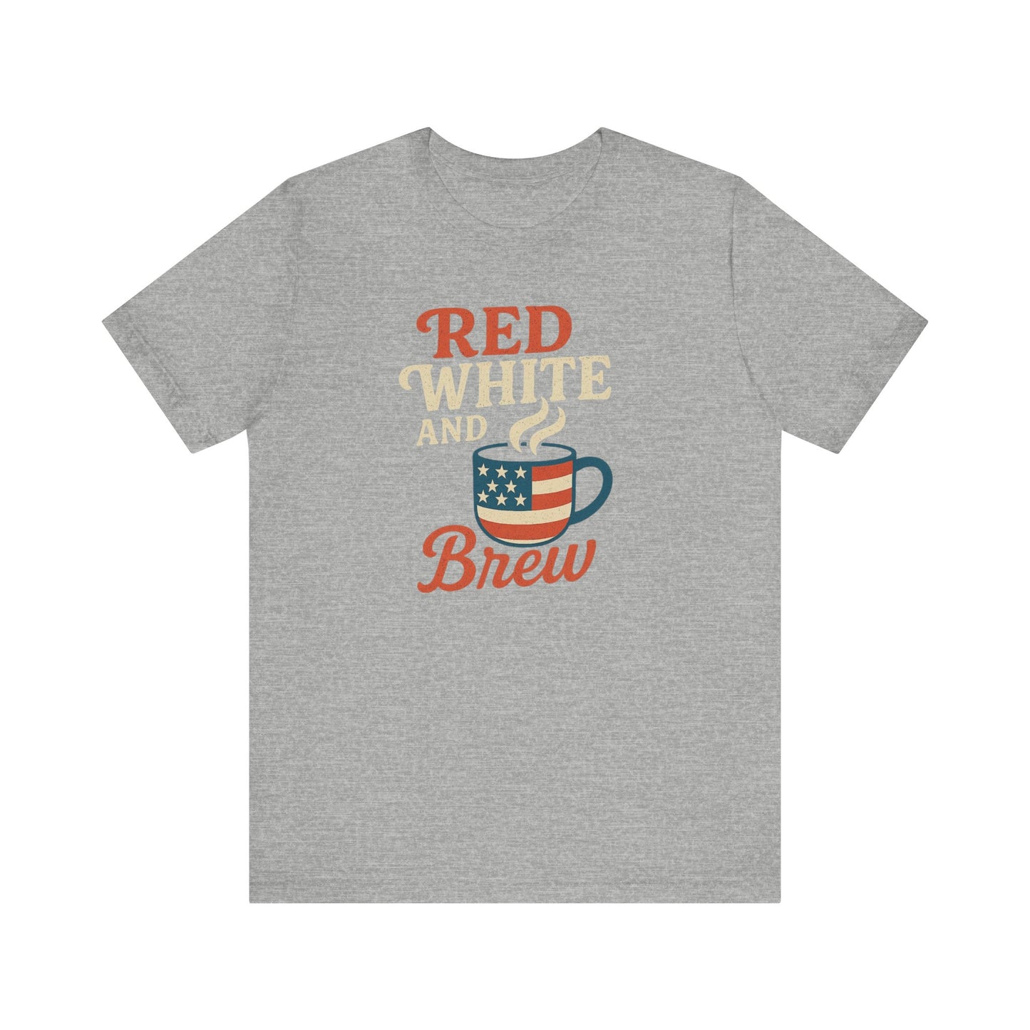 Patriotic Coffee Lover Tee, Red White and Brew Shirt, Unisex Casual T-Shirt, Gift for Coffee Enthusiasts, July 4th Celebration Tee