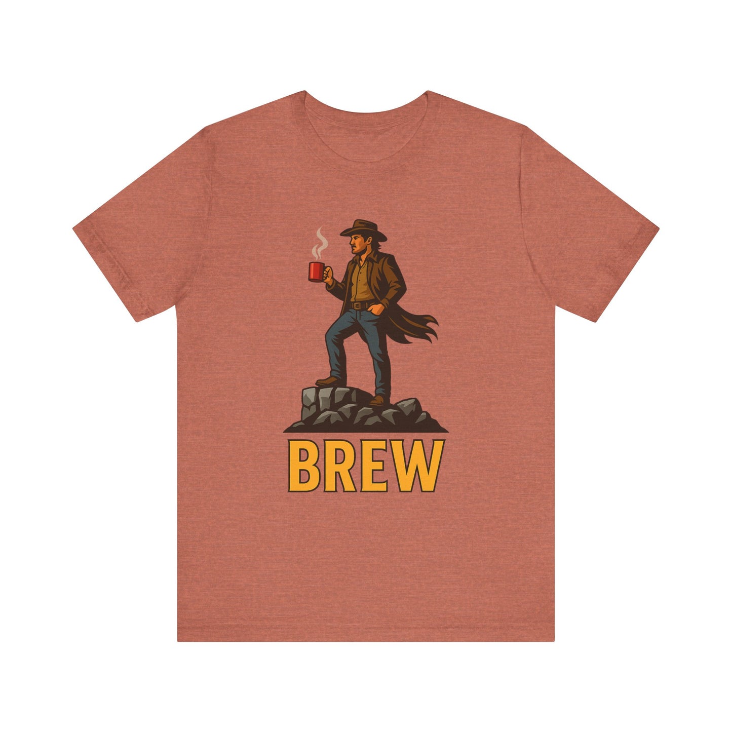 Brew Adventure Tee: Vintage Graphic Unisex Shirt, Coffee Lover Gift, Casual Wear, Hiking Apparel, Men's & Women's Fashion