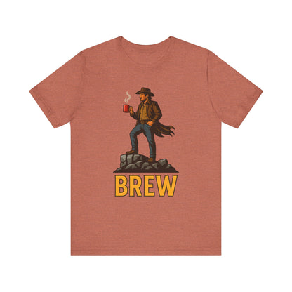 Brew Adventure Tee: Vintage Graphic Unisex Shirt, Coffee Lover Gift, Casual Wear, Hiking Apparel, Men's & Women's Fashion