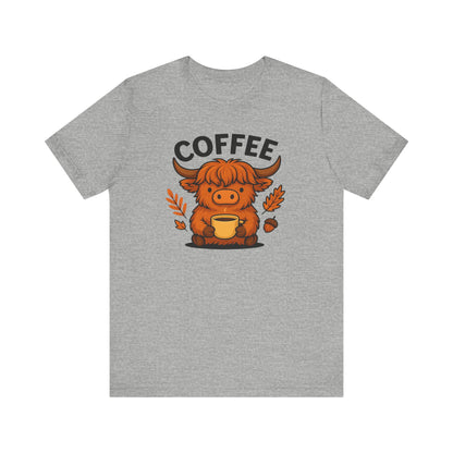 Coffee Lover’s Unisex Tee | Cute Cow Design | Perfect for Casual Gatherings, Birthdays, Coffee Lovers, Gifts