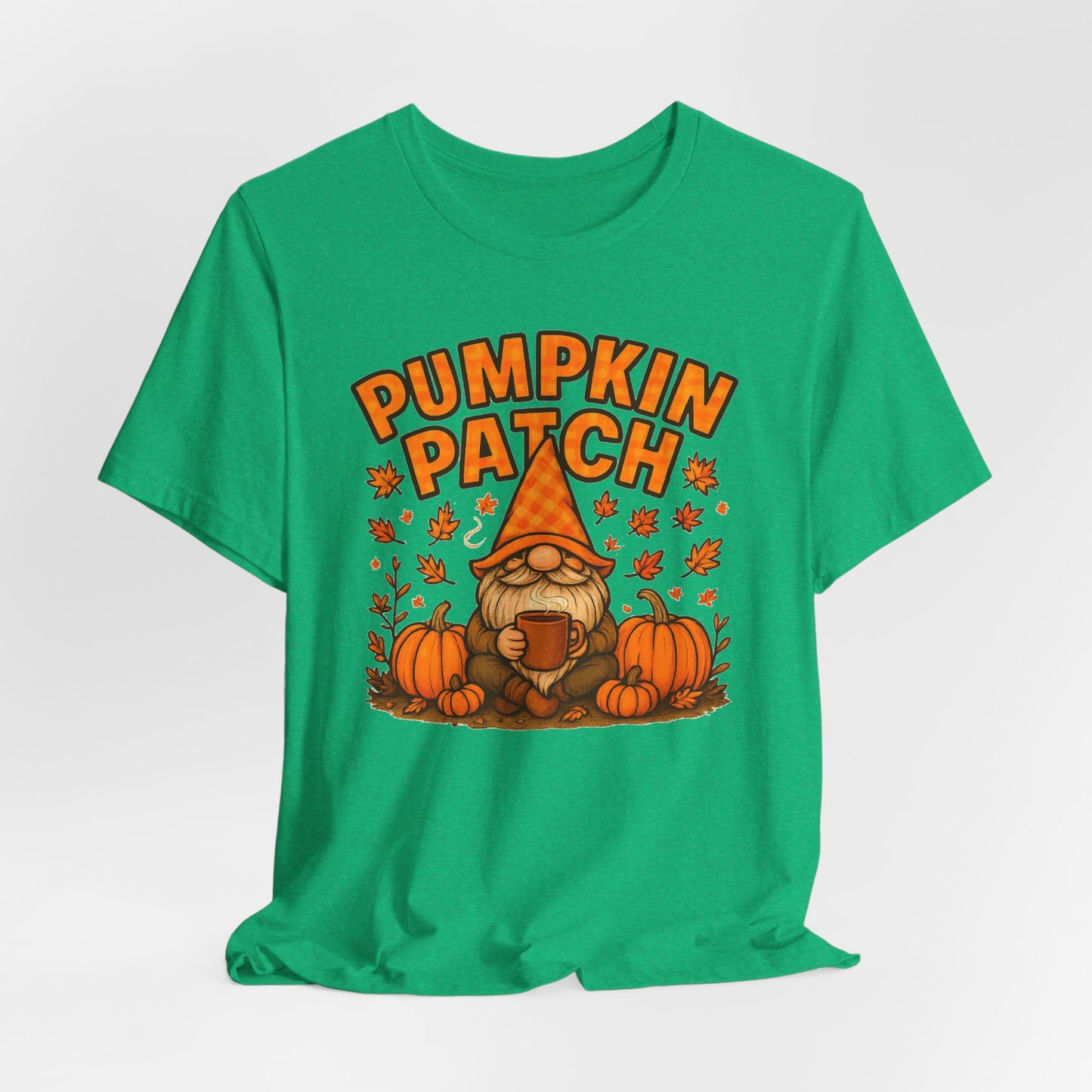 Fall Pumpkin Patch Tee, Cozy Autumn T-Shirt, Seasonal Gnome Shirt, Halloween Fun Apparel, Graphic Tee for Nature Lovers