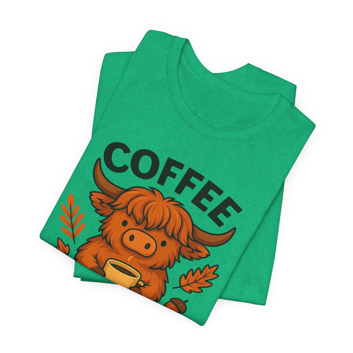Coffee Lover’s Unisex Tee | Cute Cow Design | Perfect for Casual Gatherings, Birthdays, Coffee Lovers, Gifts