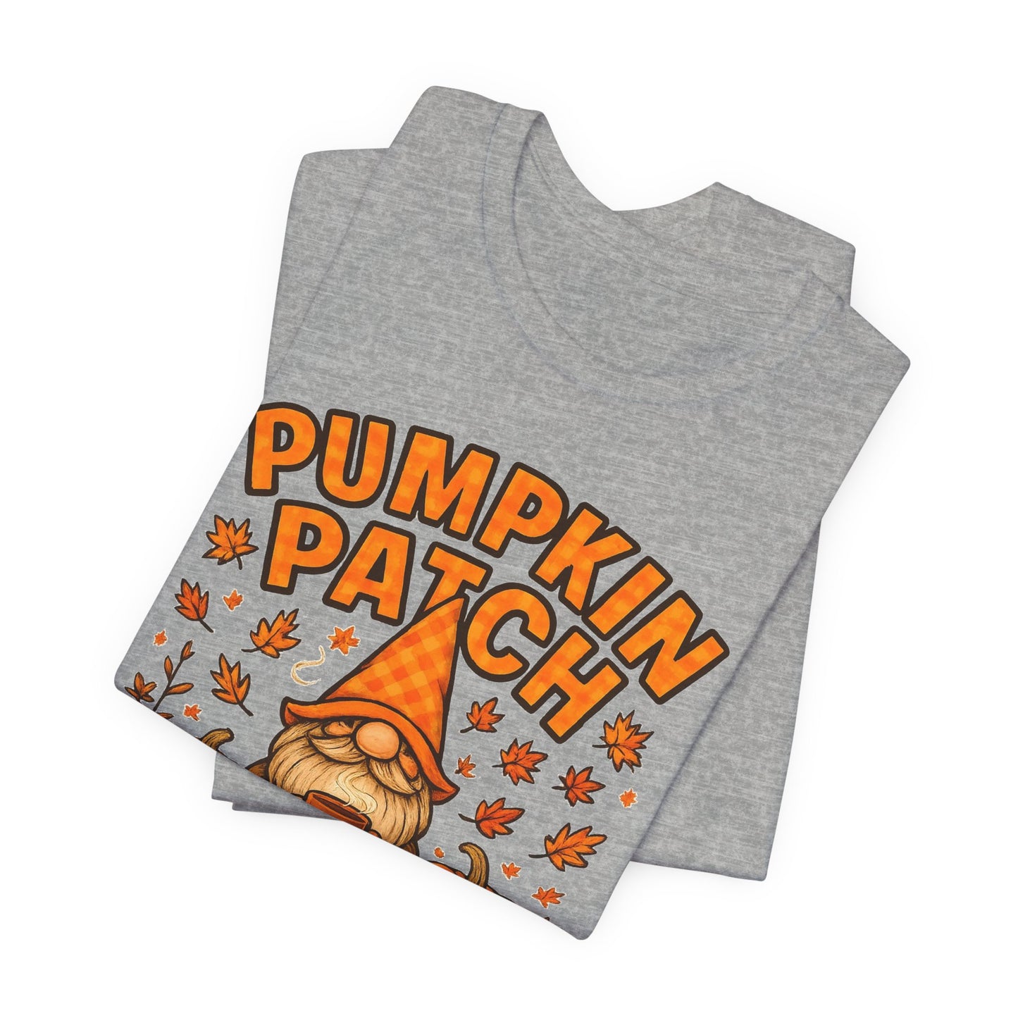 Fall Pumpkin Patch Tee, Cozy Autumn T-Shirt, Seasonal Gnome Shirt, Halloween Fun Apparel, Graphic Tee for Nature Lovers