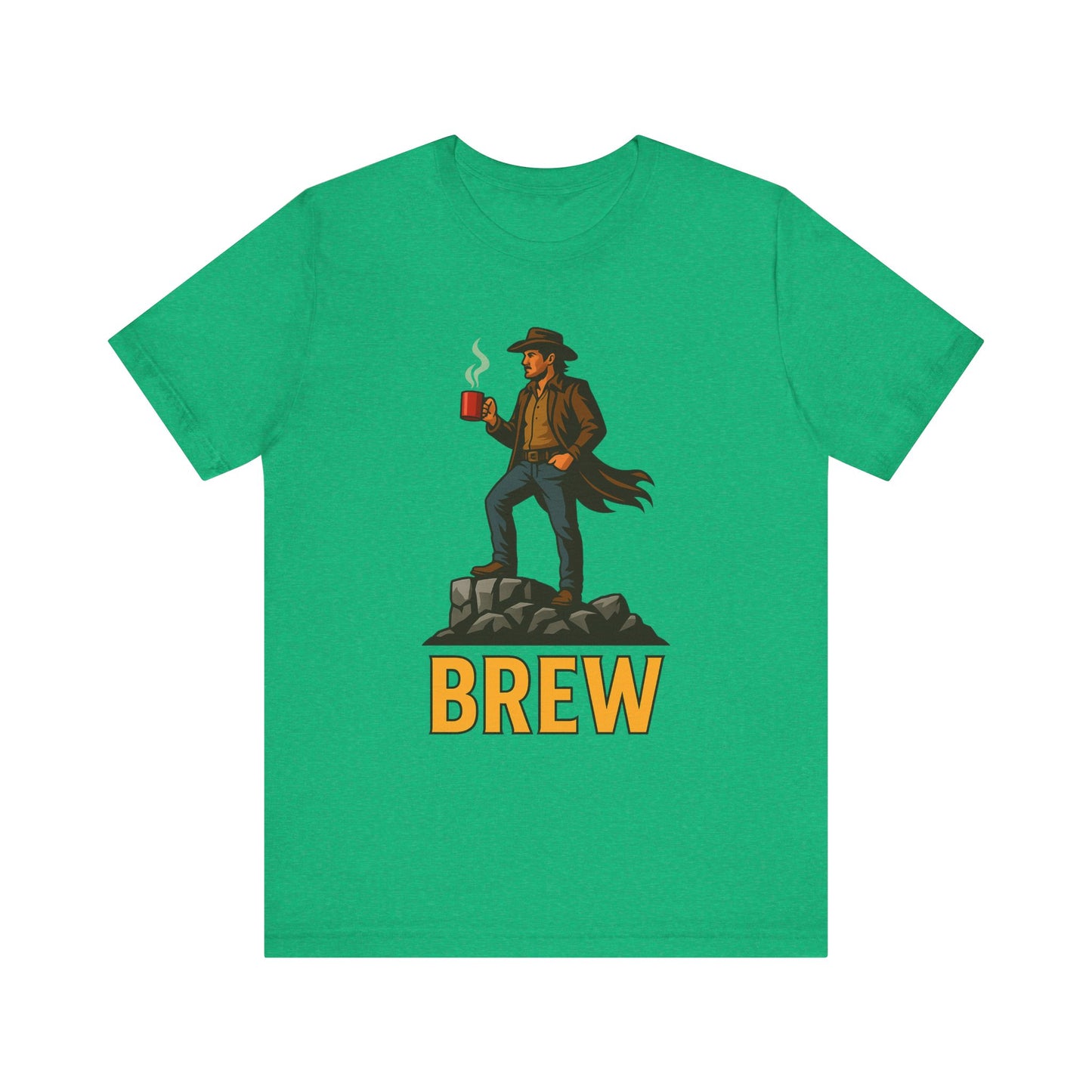Brew Adventure Tee: Vintage Graphic Unisex Shirt, Coffee Lover Gift, Casual Wear, Hiking Apparel, Men's & Women's Fashion