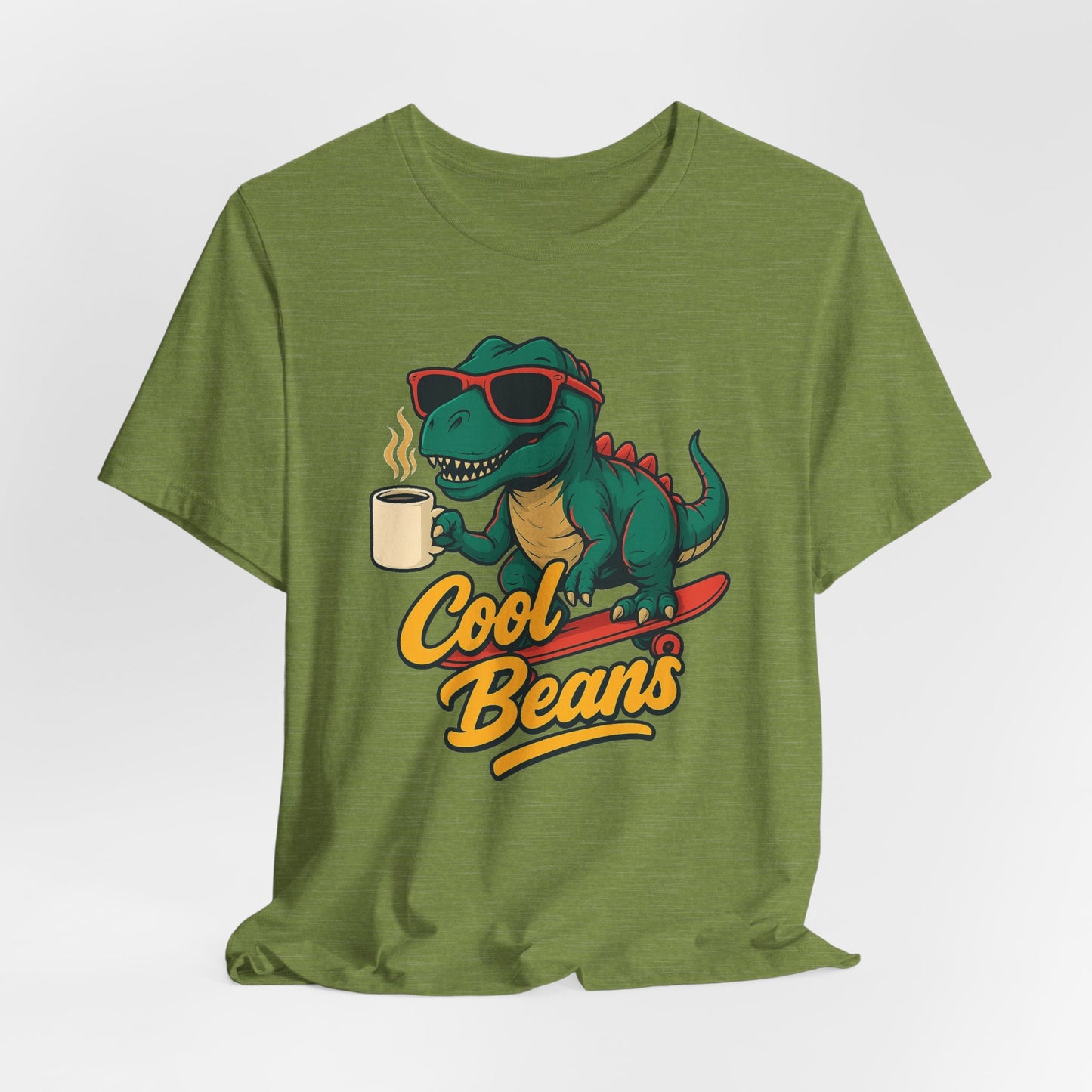 Cool Beans Dino Tee, Fun T-Shirt for Dinosaur Lovers, Casual Wear, Unique Gift Idea for Birthdays, Coffee Enthusiast Gift