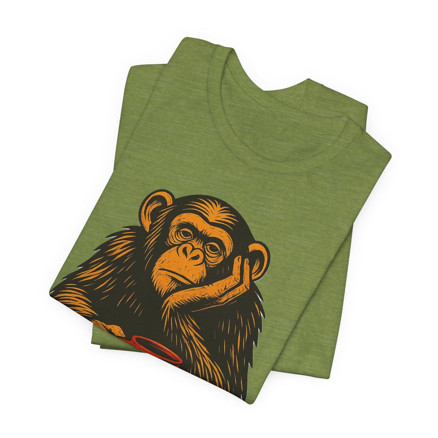 Charming Chimpanzee Coffee Tee, Relaxed Vibes, Gift for Animal Lovers, Everyday Comfort, Perfect for Coffee Lovers