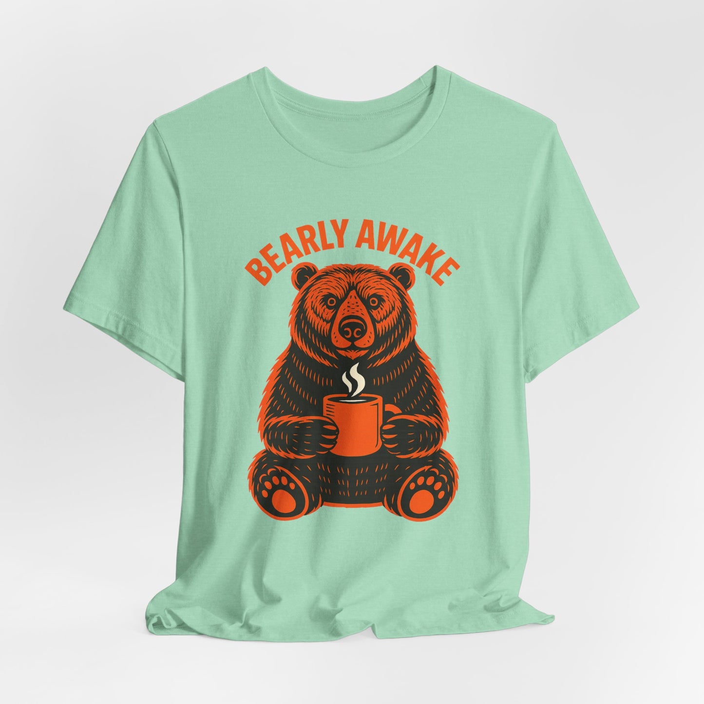 Coffee Lover Bear Tee, Cozy Casual T-Shirt, Perfect Gift for Coffee Enthusiasts, Daily Wear, Bearly Awake Design