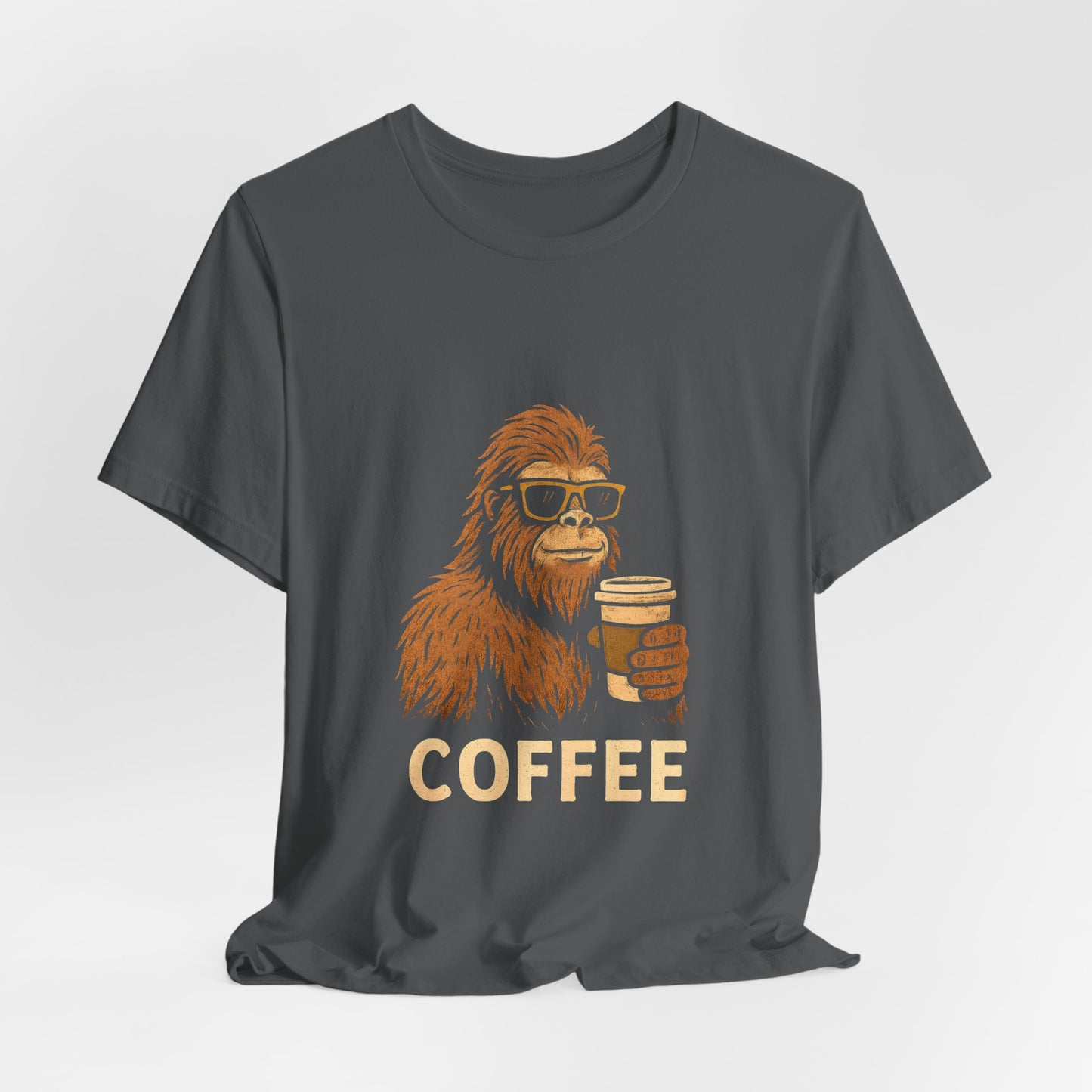 Bigfoot Drinking Coffee T-Shirt – Funny Sasquatch Coffee Tee for Coffee Lovers