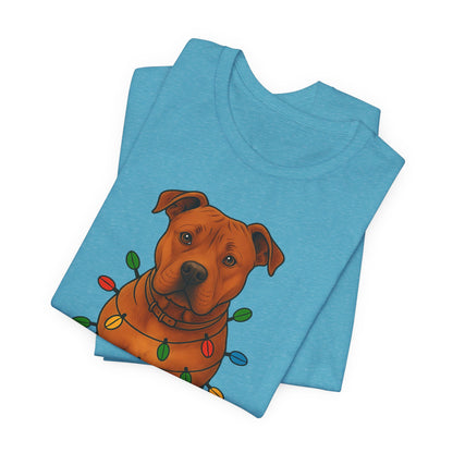 Festive Dog Lover Tee, Holiday T-Shirt, Pet Owner Gift, Christmas Apparel, Unisex Short Sleeve Shirt, Cute Dog Shirt