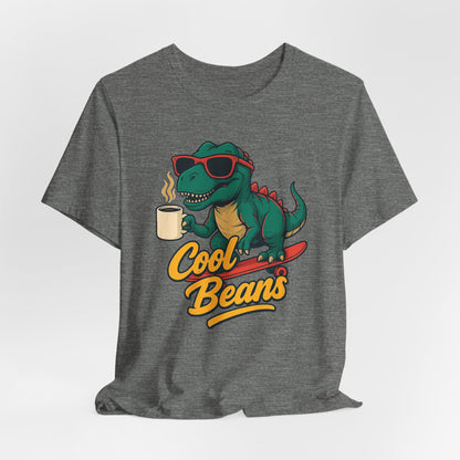 Cool Beans Dino Tee, Fun T-Shirt for Dinosaur Lovers, Casual Wear, Unique Gift Idea for Birthdays, Coffee Enthusiast Gift