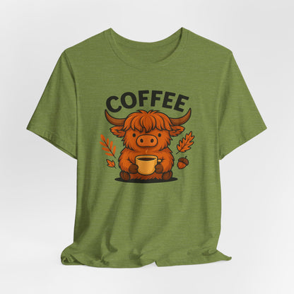 Coffee Lover’s Unisex Tee | Cute Cow Design | Perfect for Casual Gatherings, Birthdays, Coffee Lovers, Gifts