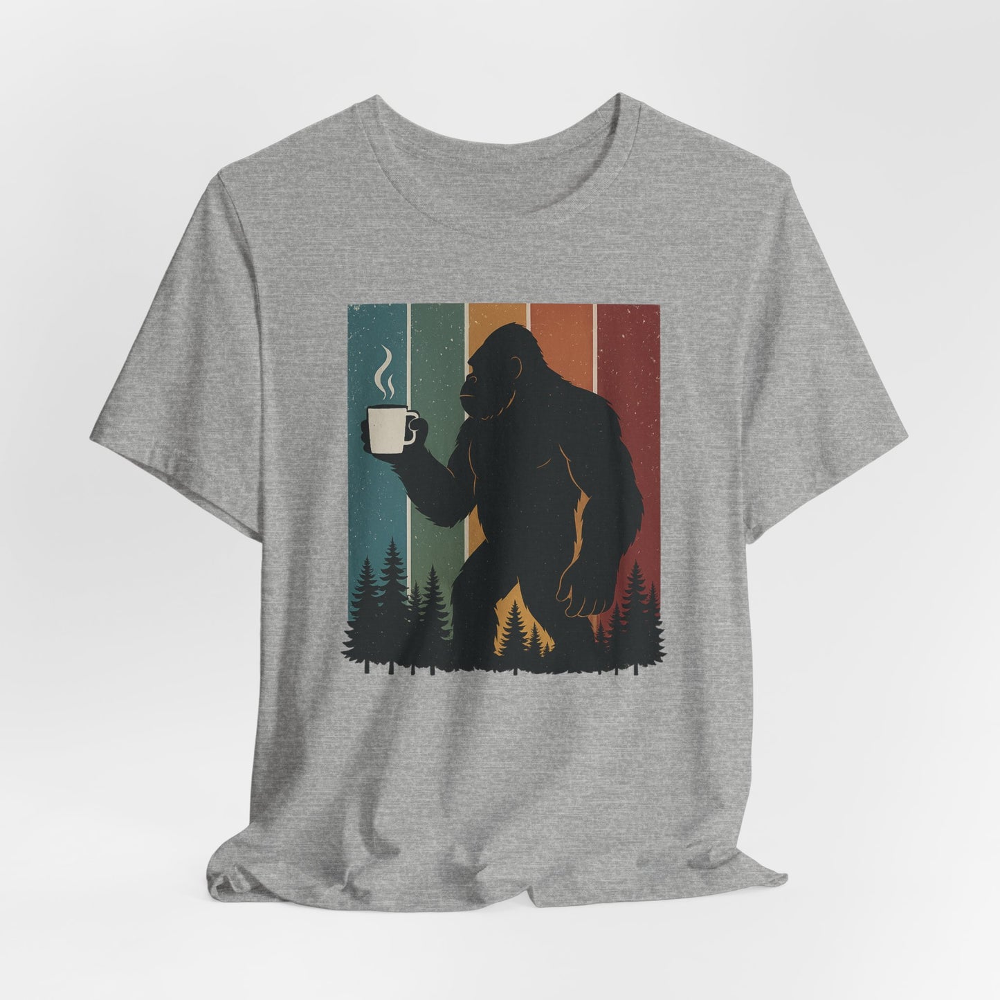 Bigfoot Coffee Lover Shirt – Retro Sasquatch Tee, Funny Outdoor & Nature Gift for Coffee Fans