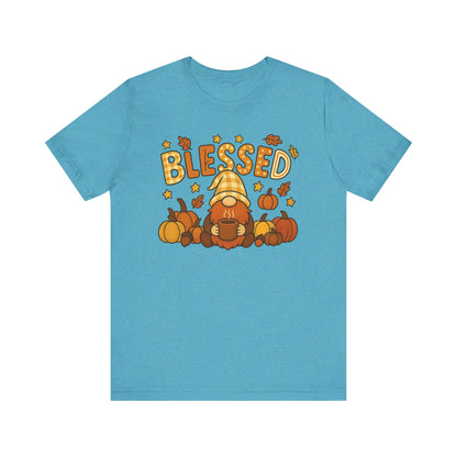Fall Gnome Blessed Tee, Autumn T-Shirt, Thanksgiving Wear, Seasonal Shirt, Cozy Fall Apparel Gift
