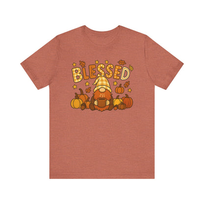 Fall Gnome Blessed Tee, Autumn T-Shirt, Thanksgiving Wear, Seasonal Shirt, Cozy Fall Apparel Gift