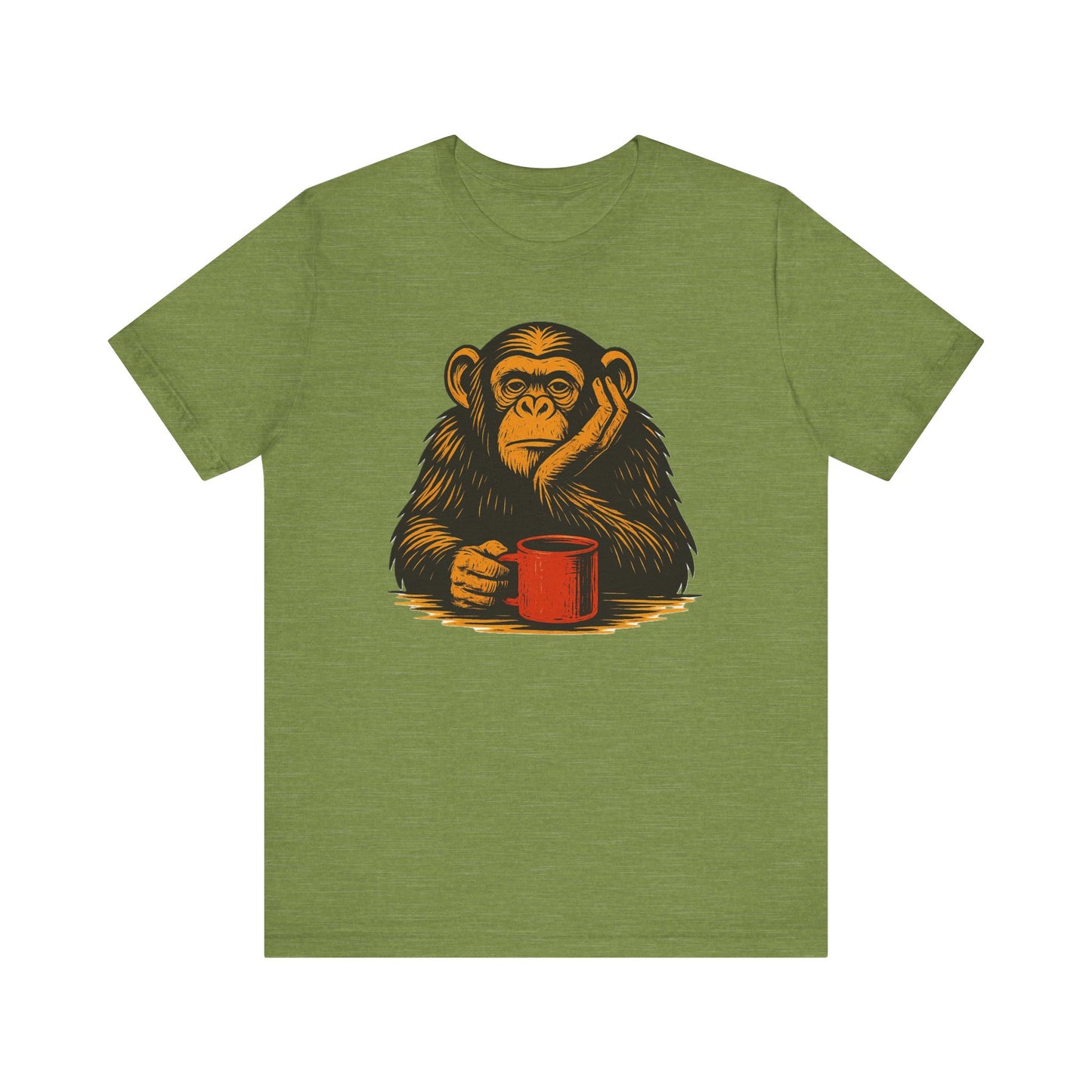 Charming Chimpanzee Coffee Tee, Relaxed Vibes, Gift for Animal Lovers, Everyday Comfort, Perfect for Coffee Lovers