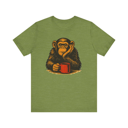 Charming Chimpanzee Coffee Tee, Relaxed Vibes, Gift for Animal Lovers, Everyday Comfort, Perfect for Coffee Lovers
