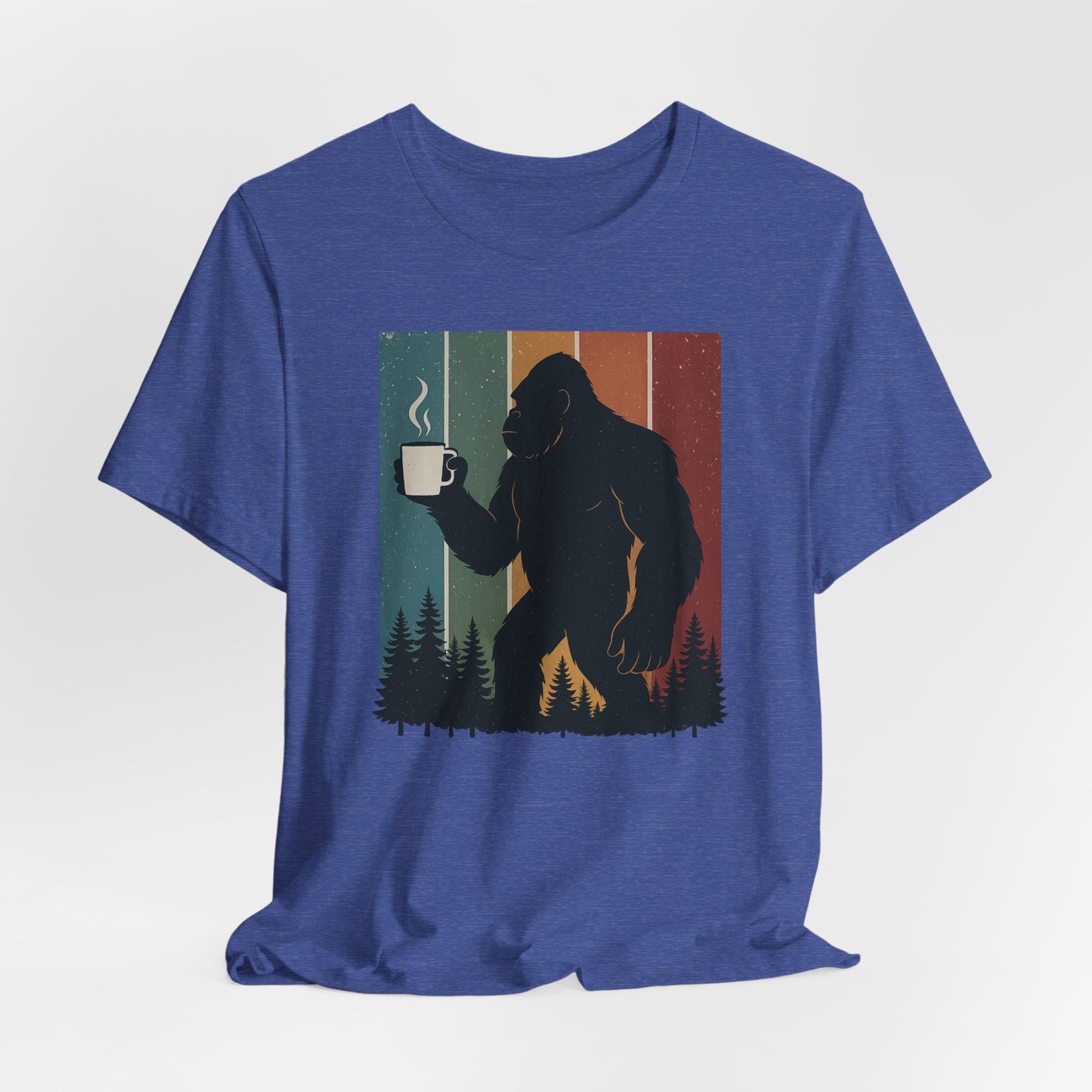 Bigfoot Coffee Lover Shirt – Retro Sasquatch Tee, Funny Outdoor & Nature Gift for Coffee Fans
