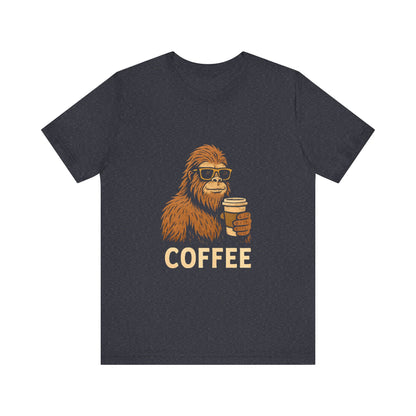 Bigfoot Drinking Coffee T-Shirt – Funny Sasquatch Coffee Tee for Coffee Lovers
