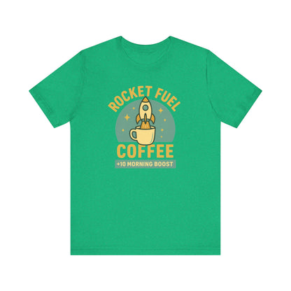 Coffee Lover's Unisex Tee, Rocket Fuel Coffee Shirt, Morning Boost Tee, Barista Gift, Casual Coffee Shirt