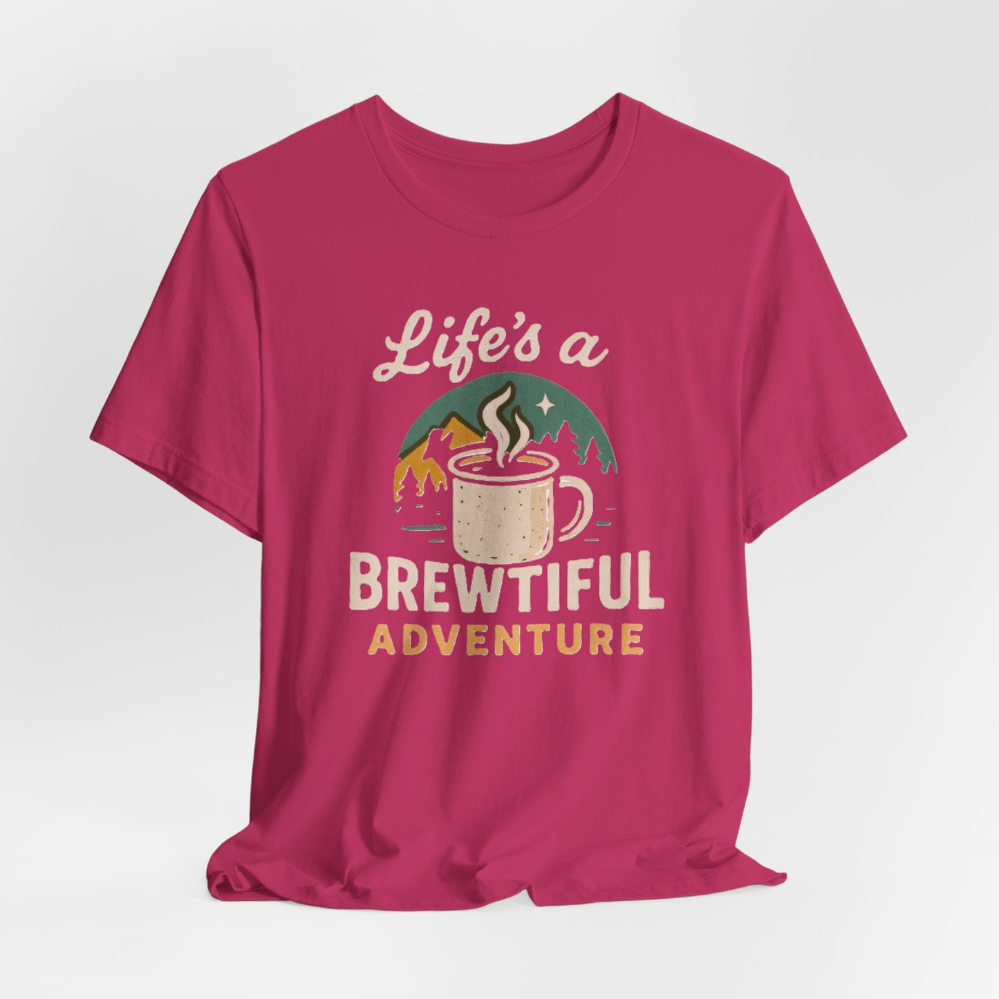 Brewtiful Adventure Tee - Unisex Short Sleeve T-Shirt, Coffee Lover Gift, Hiking Apparel, Adventure Shirt, Travel Outfit