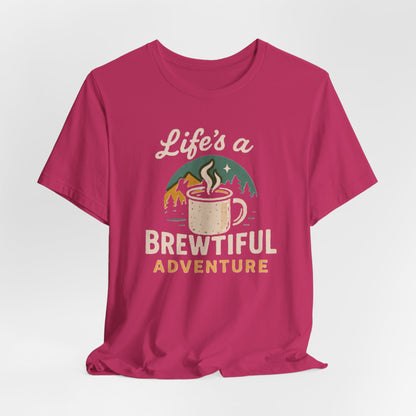 Brewtiful Adventure Tee - Unisex Short Sleeve T-Shirt, Coffee Lover Gift, Hiking Apparel, Adventure Shirt, Travel Outfit
