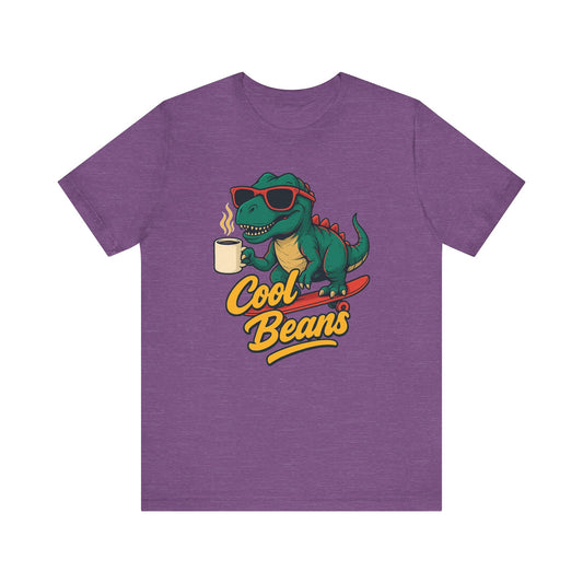 Cool Beans Dino Tee, Fun T-Shirt for Dinosaur Lovers, Casual Wear, Unique Gift Idea for Birthdays, Coffee Enthusiast Gift