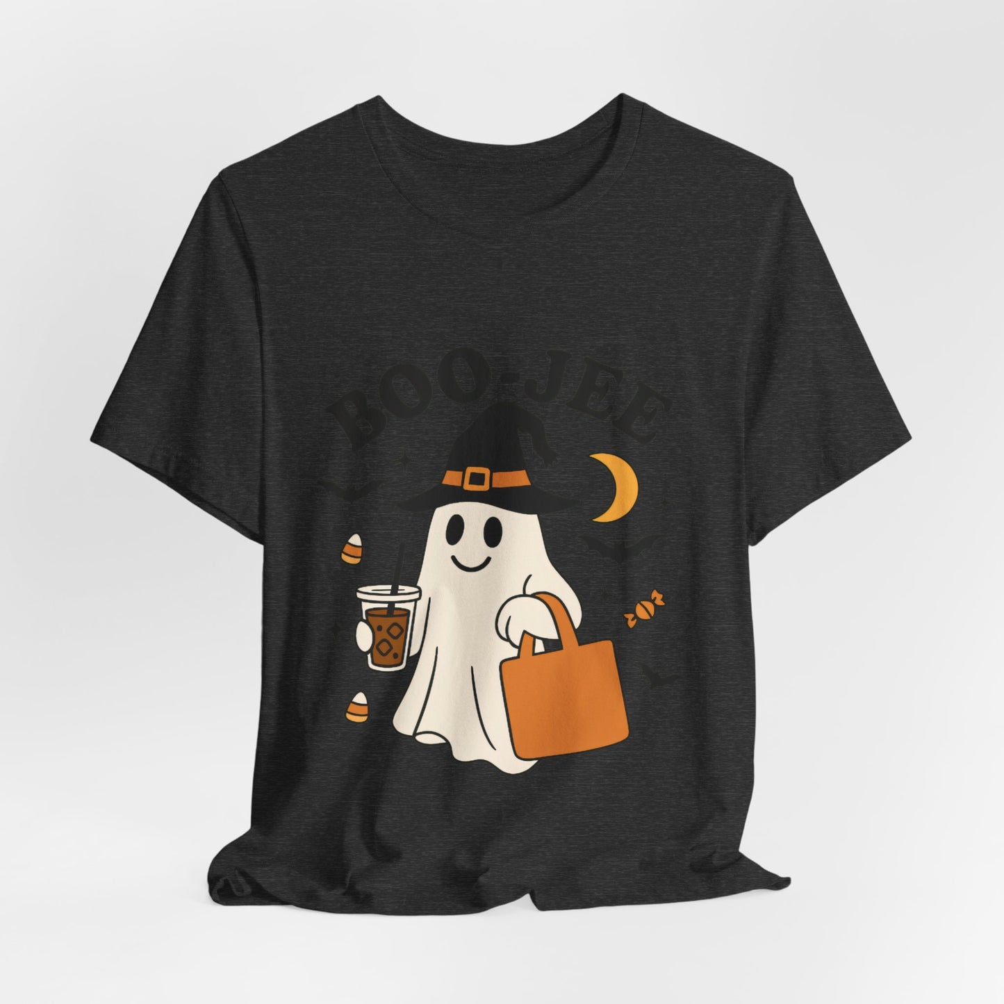 Boo-Jee Coffee Ghost Halloween T-Shirt – Funny Spooky Brew Tee for Coffee Lovers