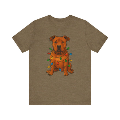 Festive Dog Lover Tee, Holiday T-Shirt, Pet Owner Gift, Christmas Apparel, Unisex Short Sleeve Shirt, Cute Dog Shirt