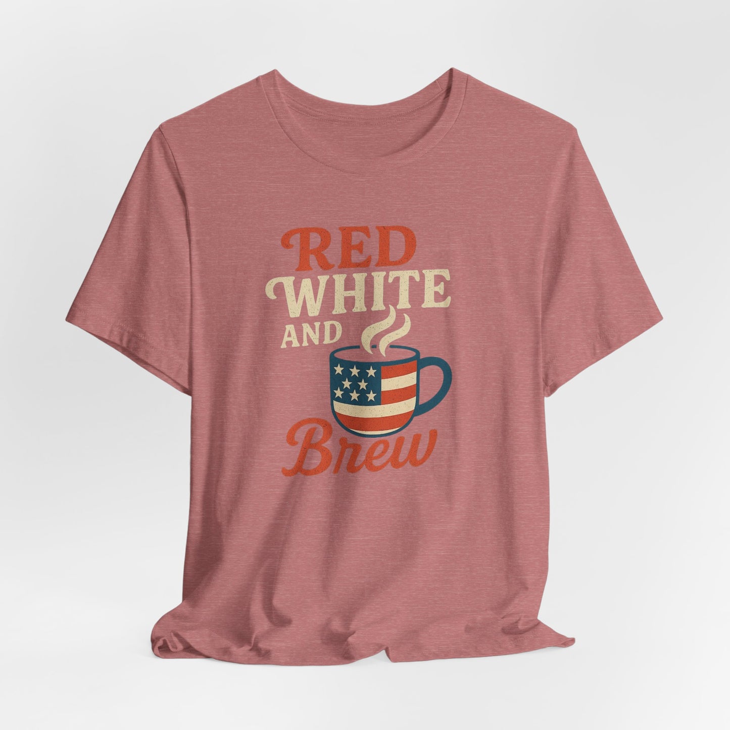 Patriotic Coffee Lover Tee, Red White and Brew Shirt, Unisex Casual T-Shirt, Gift for Coffee Enthusiasts, July 4th Celebration Tee