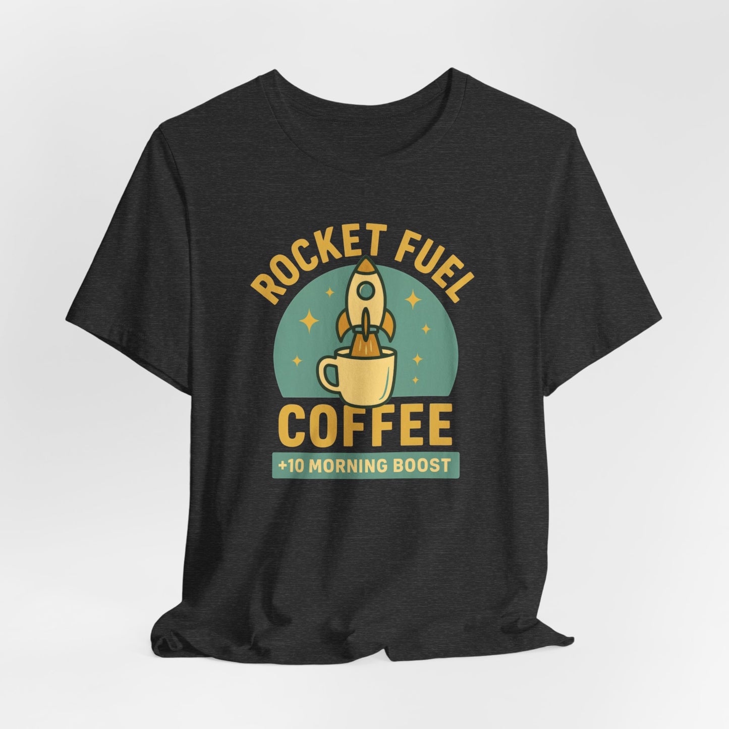 Coffee Lover's Unisex Tee, Rocket Fuel Coffee Shirt, Morning Boost Tee, Barista Gift, Casual Coffee Shirt