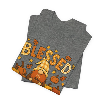 Fall Gnome Blessed Tee, Autumn T-Shirt, Thanksgiving Wear, Seasonal Shirt, Cozy Fall Apparel Gift