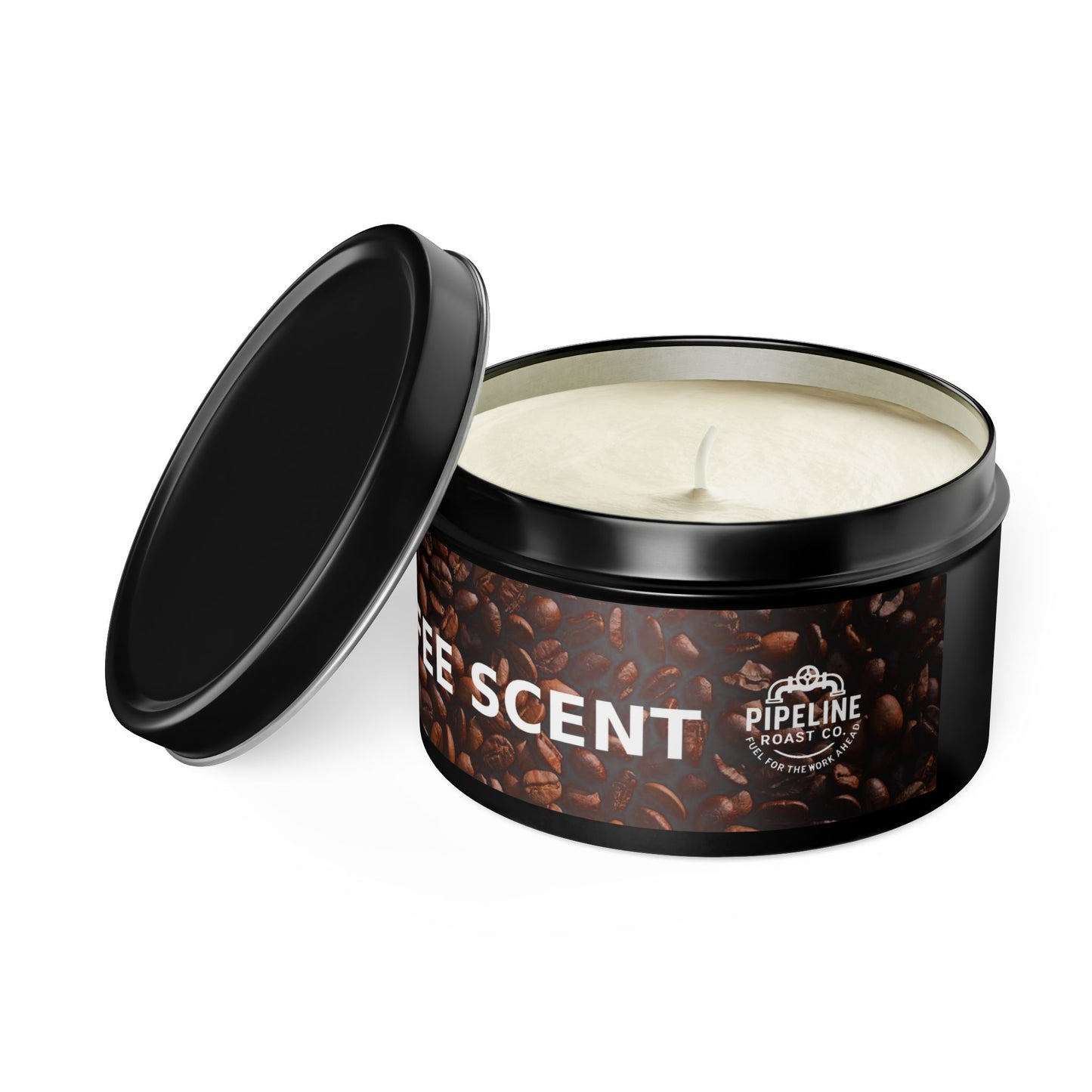 Pipeline Roast Co. Coffee-Scented Tin Candle | Hand-Poured Soy Wax, Cozy Gift for Coffee Lovers
