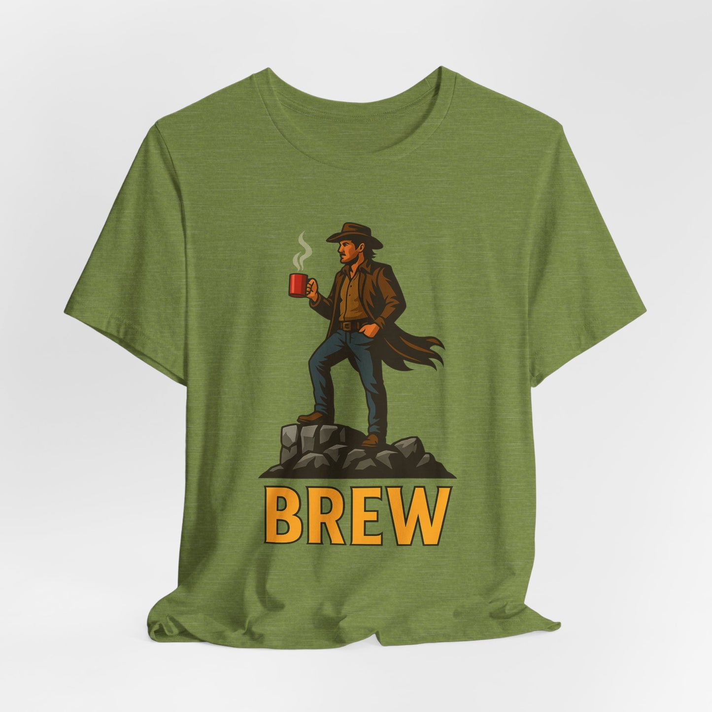 Brew Adventure Tee: Vintage Graphic Unisex Shirt, Coffee Lover Gift, Casual Wear, Hiking Apparel, Men's & Women's Fashion