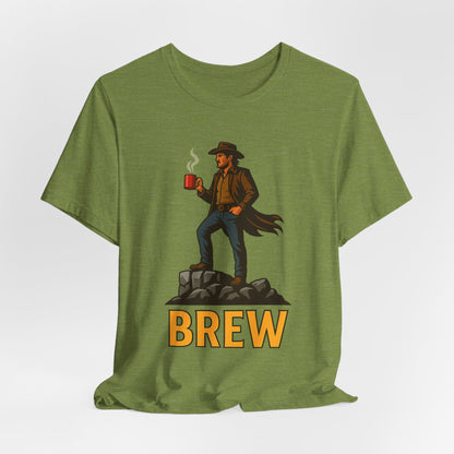 Brew Adventure Tee: Vintage Graphic Unisex Shirt, Coffee Lover Gift, Casual Wear, Hiking Apparel, Men's & Women's Fashion