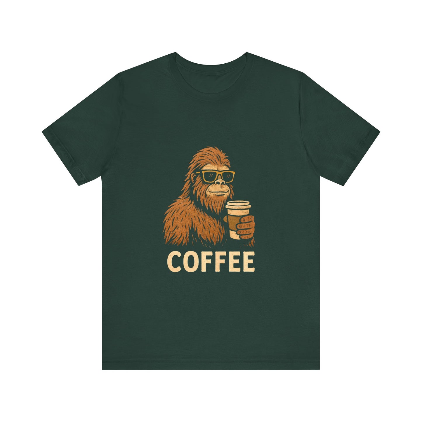 Bigfoot Drinking Coffee T-Shirt – Funny Sasquatch Coffee Tee for Coffee Lovers