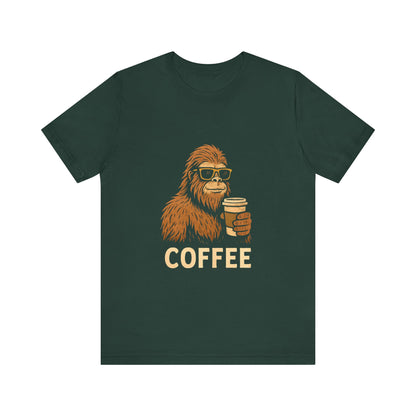 Bigfoot Drinking Coffee T-Shirt – Funny Sasquatch Coffee Tee for Coffee Lovers