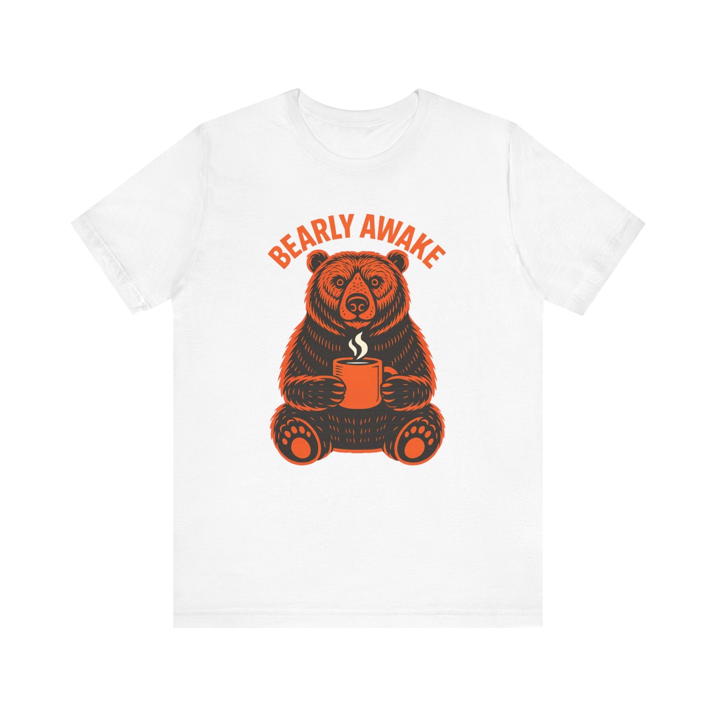 Coffee Lover Bear Tee, Cozy Casual T-Shirt, Perfect Gift for Coffee Enthusiasts, Daily Wear, Bearly Awake Design