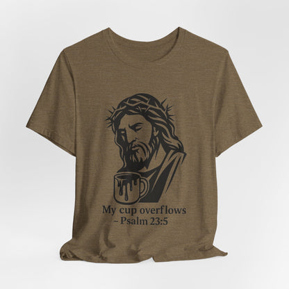 Faith Bible Verse Graphic Tee – Inspirational Psalm 23:5 Shirt, Crown of Thorns Design