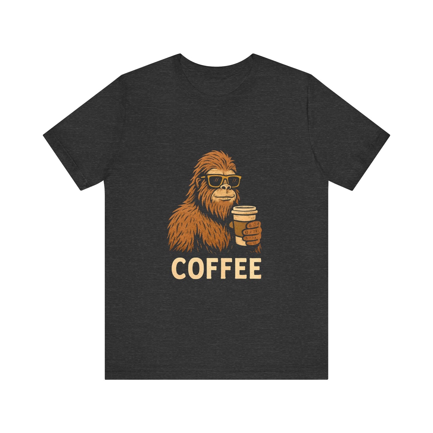 Bigfoot Drinking Coffee T-Shirt – Funny Sasquatch Coffee Tee for Coffee Lovers