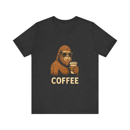 Bigfoot Drinking Coffee T-Shirt – Funny Sasquatch Coffee Tee for Coffee Lovers