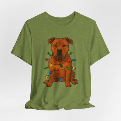 Festive Dog Lover Tee, Holiday T-Shirt, Pet Owner Gift, Christmas Apparel, Unisex Short Sleeve Shirt, Cute Dog Shirt