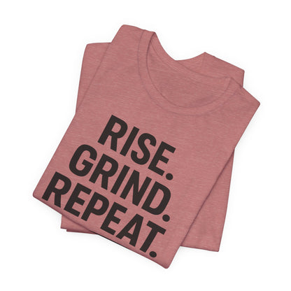 Coffee Lover's Unisex Tee - Rise. Grind. Repeat. | Casual Wear, Motivational Gift, Gym Shirt, Coffee Enthusiast Apparel, Everyday Comfort