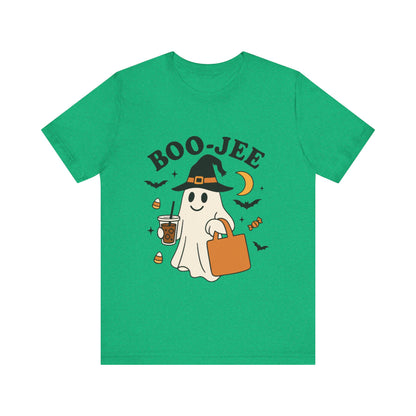 Boo-Jee Coffee Ghost Halloween T-Shirt – Funny Spooky Brew Tee for Coffee Lovers